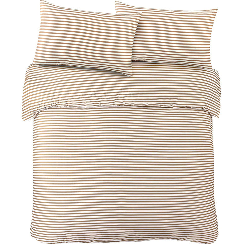 Conjunto de cama com 3 peças, em microfibra, com padrão de listras, com fronha e 2 alças, com fronhas, para quarto de casal, quarto de hóspedes, decoração de quarto, roupa de cama
