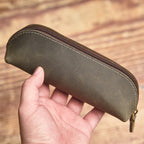 1 estojo de lápis de couro de vaca de camada superior em estilo vintage, 1 unidade, bolsa de armazenamento de óculos de couro genuíno premium, organizador de papelaria de couro Crazy Horse