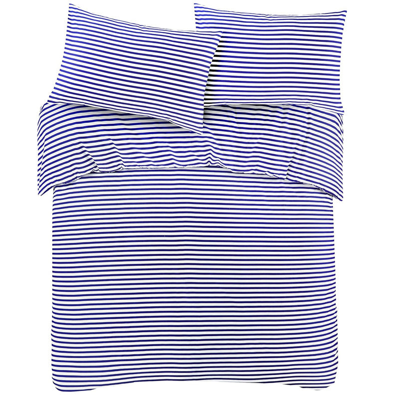 Conjunto de cama com 3 peças, em microfibra, com padrão de listras, com fronha e 2 alças, com fronhas, para quarto de casal, quarto de hóspedes, decoração de quarto, roupa de cama
