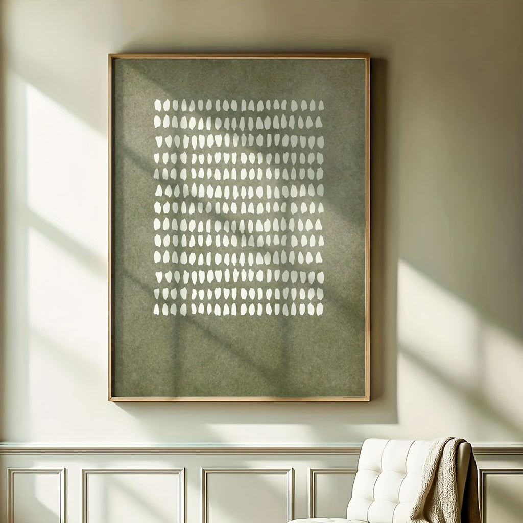 1 Peça de Arte de Parede Japandi Verde Sálvia com Pontos - Pôster Vertical Minimalista Moderno Escandinavo, Textura Natural Pintada à Mão, Pontos Verdes, Ideal para Sala, Quarto, Escritório - Decoração Boho em Tons Terrosos, Sem Moldura Necessária