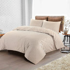 Conjunto de cama com 3 peças, em microfibra, com padrão de listras, com fronha e 2 alças, com fronhas, para quarto de casal, quarto de hóspedes, decoração de quarto, roupa de cama
