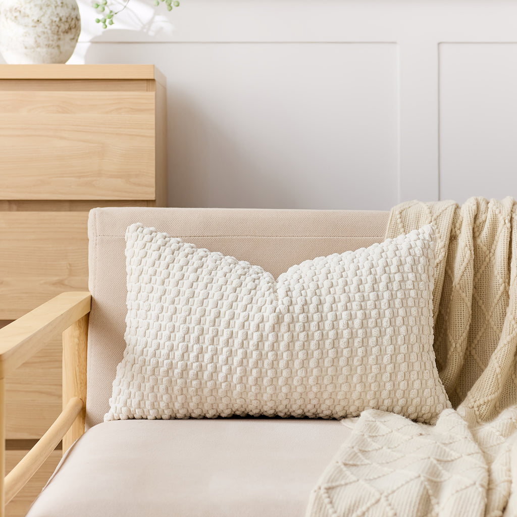 Uma Fronha (Enchimento de Travesseiro Não Incluído), Toque de Pelúcia com Grão Bolha, Elegante, Confortável e Macia com Grão Texturizado para Uso Doméstico Diário. Adequada para Sofás, Camas, Salas de Jantar e Almofadas de Quarto. Uma Fronha Acessória para Casa e Cozinha para as Quatro Estações