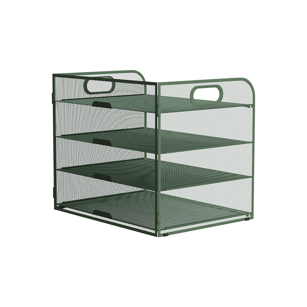 Organizador de secretária multifuncional de 3/4/5 níveis com pega, bandeja para documentos, organizador de secretária em malha, bandeja de armazenamento, rack de ordenação de pastas, organizador de cosméticos, perfeito para escritórios, escolas e casas (Verde)