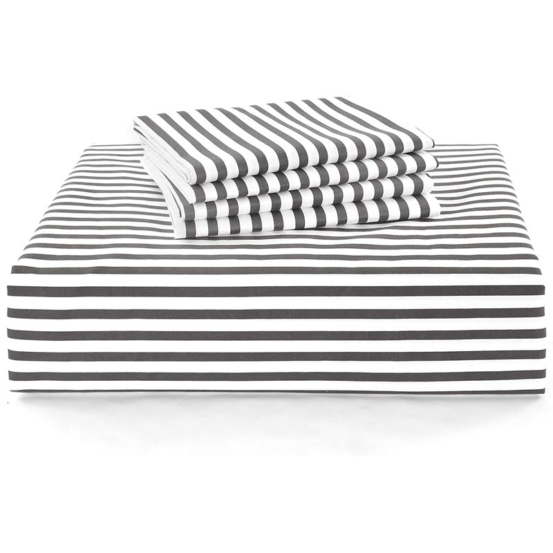 Conjunto de cama com 3 peças, em microfibra, com padrão de listras, com fronha e 2 alças, com fronhas, para quarto de casal, quarto de hóspedes, decoração de quarto, roupa de cama