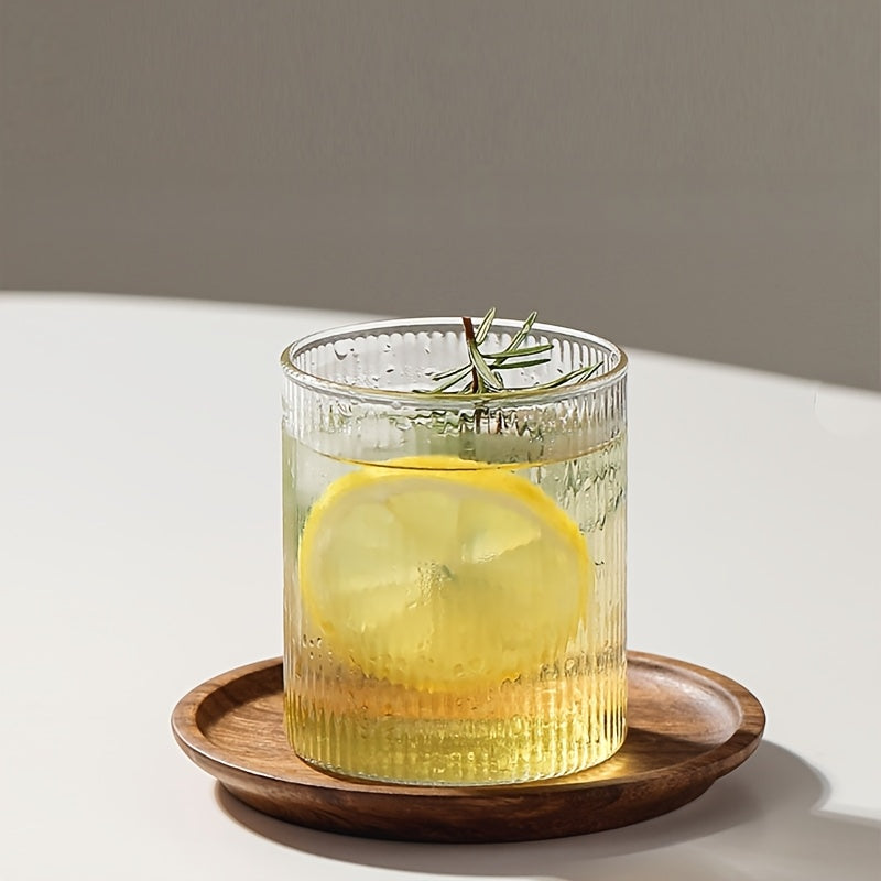 Conjunto de 2/4 Copos de Vidro com Listras Verticais, 320ml, Copos de Vidro Transparente, Copos com Listras Verticais para Beber Bebidas Domésticas, Leite, Suco e Café com Facilidade, Design com Altura de 8,5cm, Copos de Vidro Texturizado Transparente