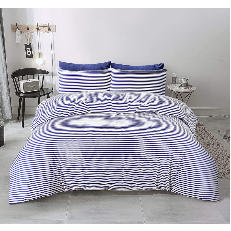 Conjunto de cama com 3 peças, em microfibra, com padrão de listras, com fronha e 2 alças, com fronhas, para quarto de casal, quarto de hóspedes, decoração de quarto, roupa de cama