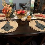 Conjunto de 6 Guardanapos de Pano com Franjas, 41.91 x 41.91 cm / 32.0 x 32.0 cm Guardanapos Quadrados Rústicos Feitos à Mão para Jantar, Casamento e Festas
