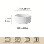 4/6 unidades, Tigelas de Grãos, Tigelas de Sopa, Tigelas sem Borda às Riscas. Utensílios de Cozinha, Acessórios de Servir. Adequado para Grãos, Sopa, Sobremesas, Noodles. Cor: Branco