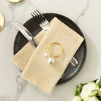 Conjunto de 6 Guardanapos de Pano com Franjas, 41.91 x 41.91 cm / 32.0 x 32.0 cm Guardanapos Quadrados Rústicos Feitos à Mão para Jantar, Casamento e Festas