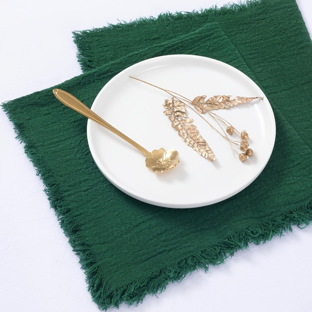 Conjunto de 6 Guardanapos de Pano com Franjas, 41.91 x 41.91 cm / 32.0 x 32.0 cm Guardanapos Quadrados Rústicos Feitos à Mão para Jantar, Casamento e Festas