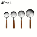 Conjunto de 1/4/8 unidades de Copos e Colheres de Medição com Cabo de Madeira de Acácia - Utensílios e Acessórios de Cozinha para Pastelaria com Ponta Prateada