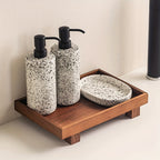 1 Peça Bandeja de Madeira para Banheiro, Suporte Não Deformável para Shampoo em Hotéis e Organizador de Toalete, Armazenamento para Chuveiro, Acabamento Natural em Madeira, Design Artesanal, Construção em Madeira Maciça, Essenciais para Casa e Viagem