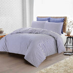 Conjunto de cama com 3 peças, em microfibra, com padrão de listras, com fronha e 2 alças, com fronhas, para quarto de casal, quarto de hóspedes, decoração de quarto, roupa de cama