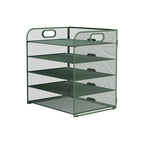 Organizador de secretária multifuncional de 3/4/5 níveis com pega, bandeja para documentos, organizador de secretária em malha, bandeja de armazenamento, rack de ordenação de pastas, organizador de cosméticos, perfeito para escritórios, escolas e casas (Verde)