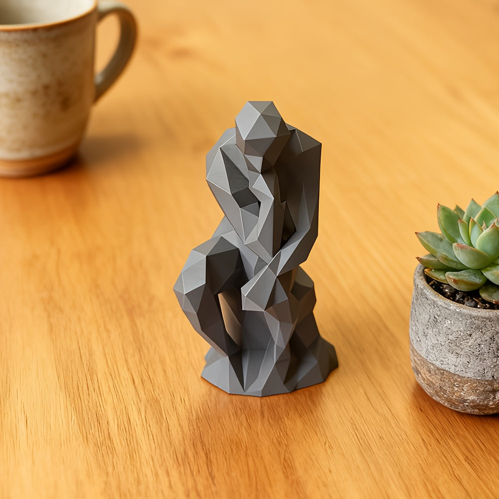 Estátua de Peça Cinza Homem Pensativo - Decoração para Mesa, Entrada, Escritório, Presente de Feriado e Aniversário