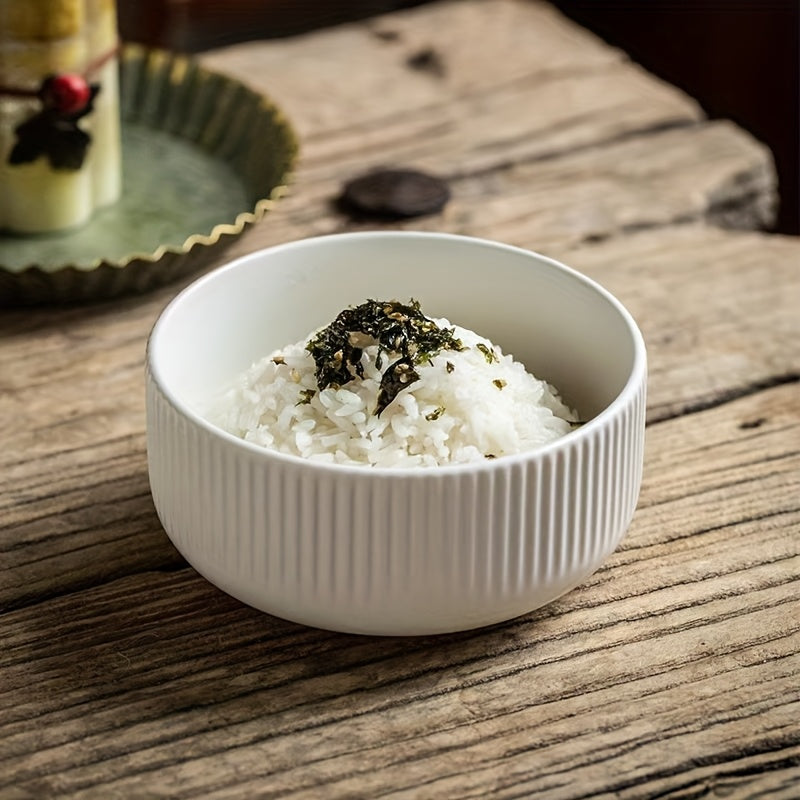 4/6 unidades, Tigelas de Grãos, Tigelas de Sopa, Tigelas sem Borda às Riscas. Utensílios de Cozinha, Acessórios de Servir. Adequado para Grãos, Sopa, Sobremesas, Noodles. Cor: Branco