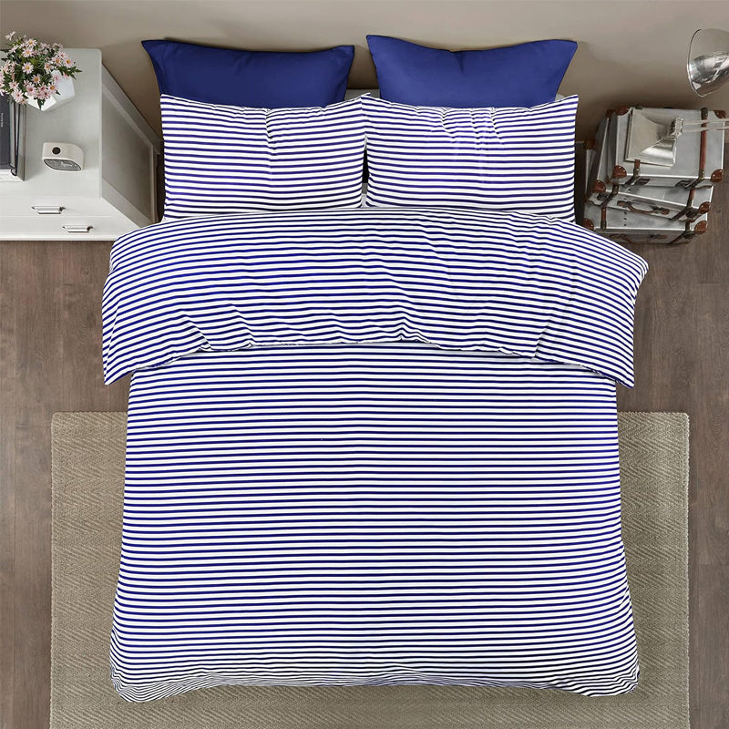 Conjunto de cama com 3 peças, em microfibra, com padrão de listras, com fronha e 2 alças, com fronhas, para quarto de casal, quarto de hóspedes, decoração de quarto, roupa de cama