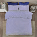 Conjunto de cama com 3 peças, em microfibra, com padrão de listras, com fronha e 2 alças, com fronhas, para quarto de casal, quarto de hóspedes, decoração de quarto, roupa de cama