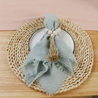 Conjunto de 6 Guardanapos de Pano com Franjas, 41.91 x 41.91 cm / 32.0 x 32.0 cm Guardanapos Quadrados Rústicos Feitos à Mão para Jantar, Casamento e Festas
