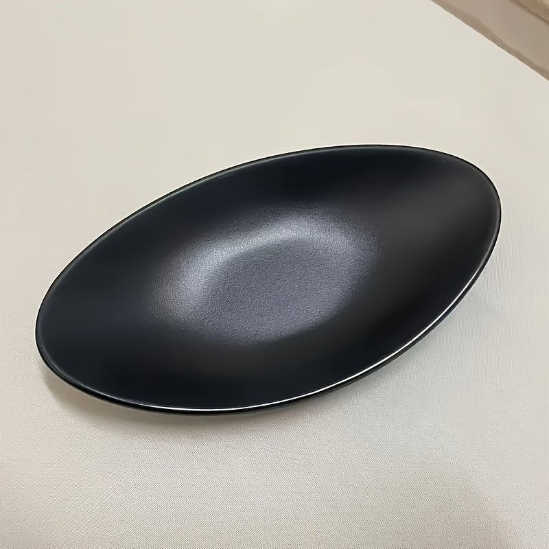 Um Elegante Porta-Joias e Porta-Chaves Oval Preto, uma Caixa de Armazenamento em Melamina Fashion, Perfeita para Anéis, Chaves e Ornamentos, Ideal para Várias Festas. (Não Adequado para Contacto com Alimentos)
