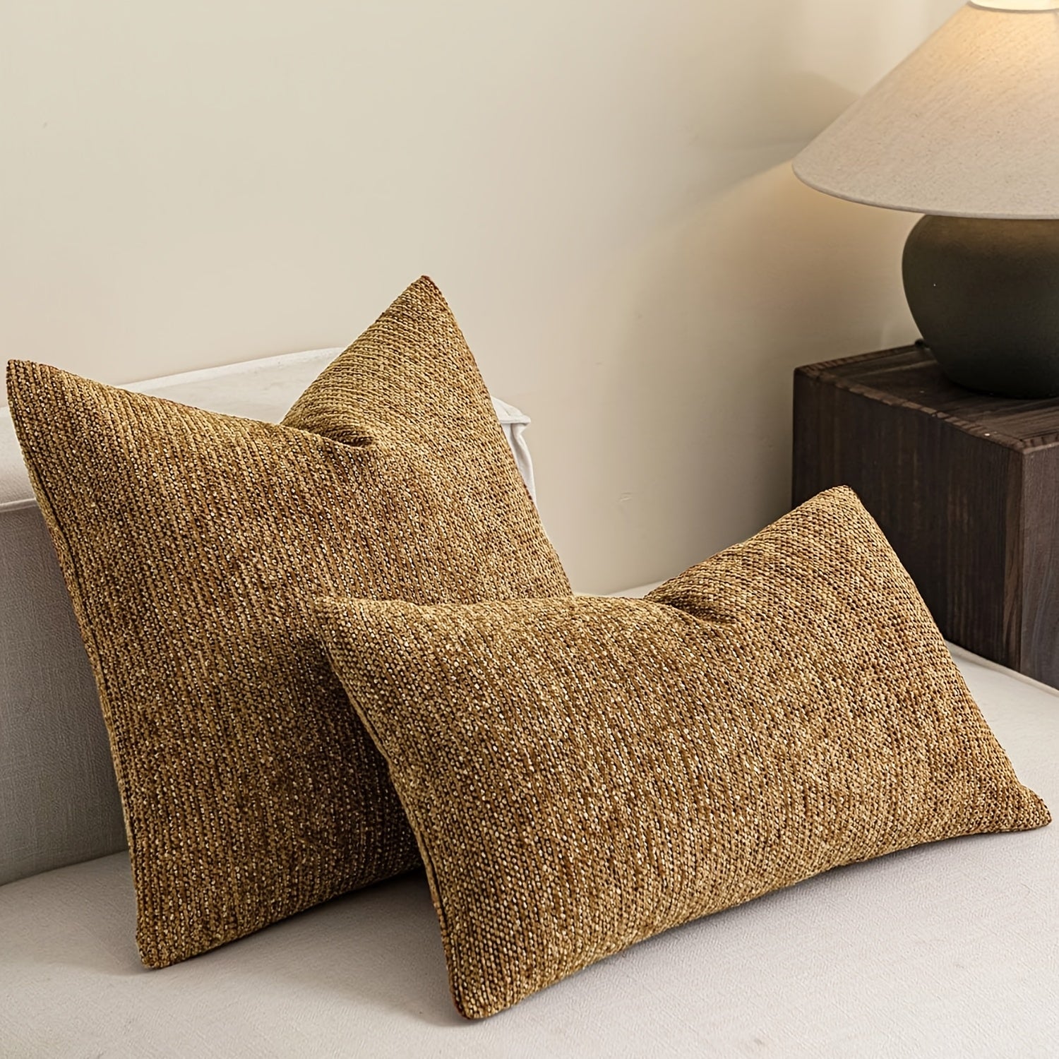 Capa de Almofada de Sofá de Pelúcia Granular Chenille 1 peça, Enchimento da Almofada Não Incluído, Capa de Almofada de Sofá Estilo Fazenda Moderna para Decoração de Casa, Fronha de Almofada de Sofá-cama com Design Versátil Minimalista Moderno, Material Chenille Adequado para Sofá-cama, Quarto