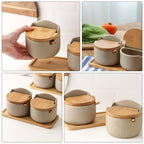 Frascos de especiarias rústicos de cerâmica estilo japonês com tampa de abertura, adequados para armazenar açúcar, sal e especiarias, ideais para cozinhas, restaurantes e churrascos