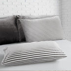 Conjunto de cama com 3 peças, em microfibra, com padrão de listras, com fronha e 2 alças, com fronhas, para quarto de casal, quarto de hóspedes, decoração de quarto, roupa de cama