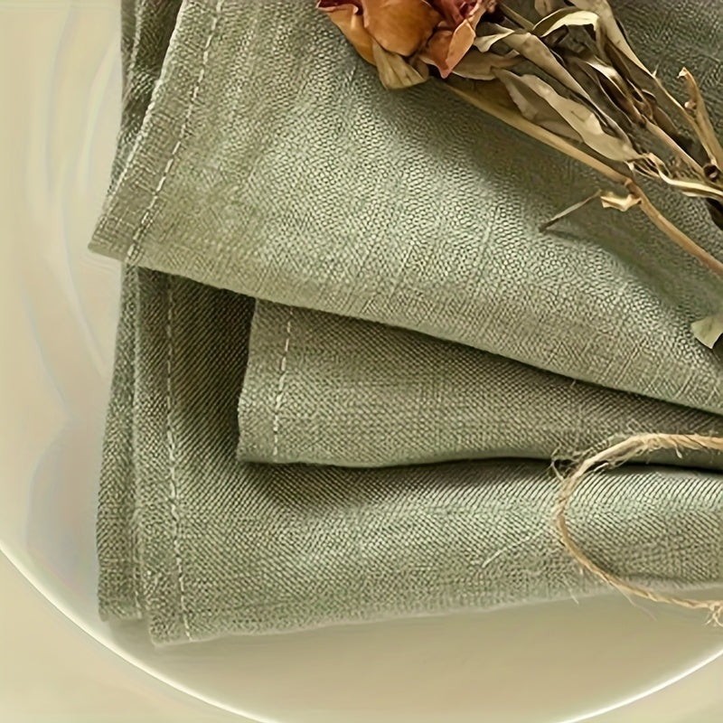 1 Toalhinha de Linho, Toalha de Mesa Quadrada de Cor Sólida de Alta Qualidade, Toalhita de Linho Decoração de Cozinha Hotel Restaurante Ocidental, Toalha de Mesa Quadrada Verde para Casamento (40Cm/15.75In)