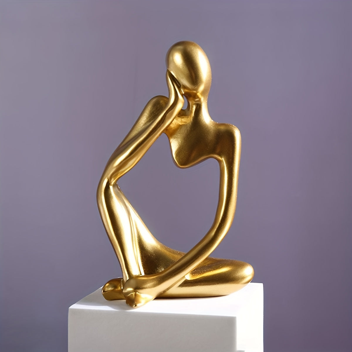 Mini Estátua Criativa de Pensador em Arenito, Estilo Europeu de Luxo Leve, Figura Abstrata em Resina, Ornamentos Artesanais para Estante de Escritório, Decorações para Sala de Estar, Varanda, Ornamentos de Secretária