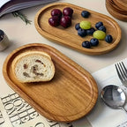 1 Tabuleiro de Servir Oval em Madeira Estilo Japonês - um Prato de Madeira Versátil Adequado para Uso Doméstico, na Cozinha e em Restaurantes - Perfeito para Servir Pequeno-Almoço, Pão, Sobremesas e Outros Artigos
