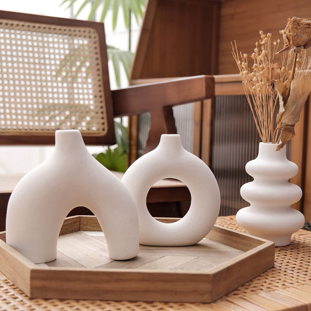Conjunto de 3 vasos de cerâmica, vaso minimalista escandinavo para decoração de casa, escritório, café