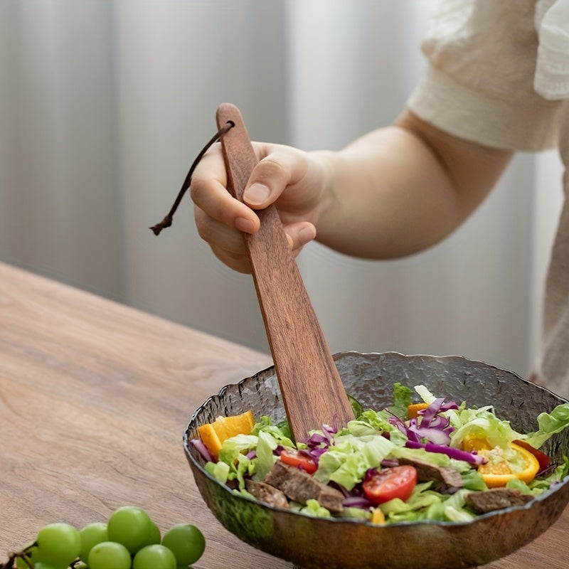 Espátula de Madeira de Acácia Artesanal, Leve e Pendurável para Camping ao Ar Livre, Utensílio Triangular Antiaderente para Cozinhar, Espátula Sólida para Mexer e Virar Frigideiras