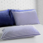 Conjunto de cama com 3 peças, em microfibra, com padrão de listras, com fronha e 2 alças, com fronhas, para quarto de casal, quarto de hóspedes, decoração de quarto, roupa de cama