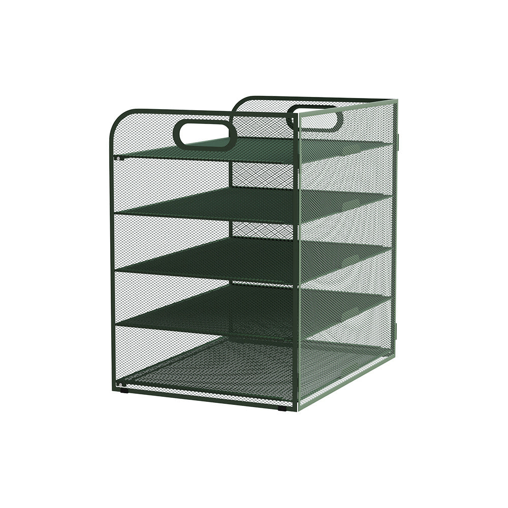 Organizador de secretária multifuncional de 3/4/5 níveis com pega, bandeja para documentos, organizador de secretária em malha, bandeja de armazenamento, rack de ordenação de pastas, organizador de cosméticos, perfeito para escritórios, escolas e casas (Verde)