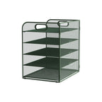 Organizador de secretária multifuncional de 3/4/5 níveis com pega, bandeja para documentos, organizador de secretária em malha, bandeja de armazenamento, rack de ordenação de pastas, organizador de cosméticos, perfeito para escritórios, escolas e casas (Verde)