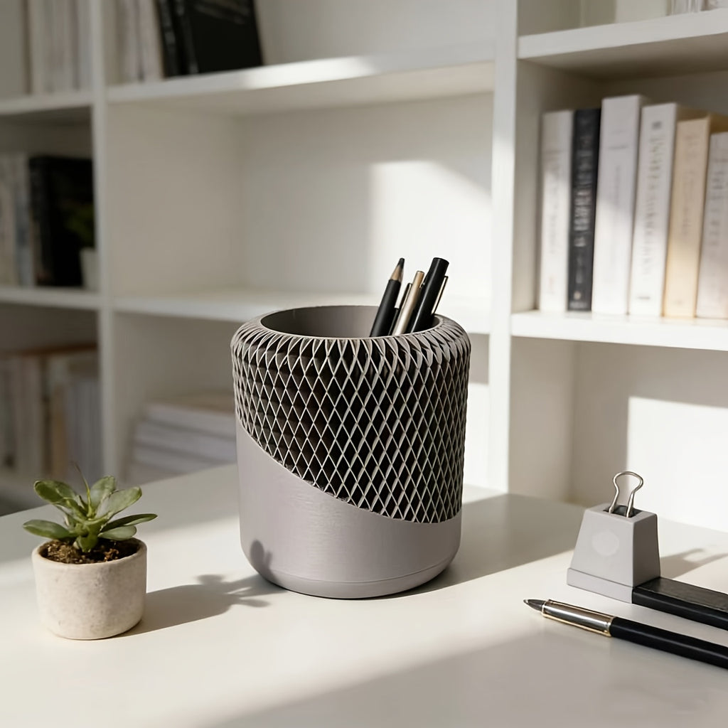 1 Peça Porta-Canetas Criativo de Grande Capacidade, Caixa de Armazenamento, Organizador de Mesa para Cosméticos e Papelaria, Copo de Lápis Estilo Moderno, Porta-Canetas de Papelaria Criativo Multifuncional, Organizador de Mesa com Grade para Estudantes