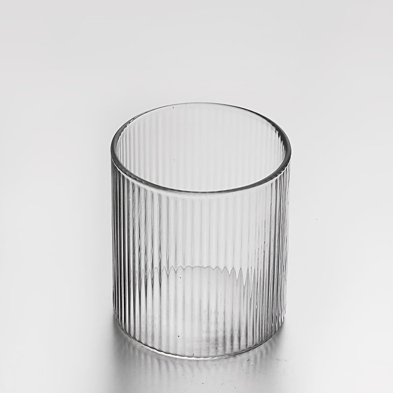 Conjunto de 2/4 Copos de Vidro com Listras Verticais, 320ml, Copos de Vidro Transparente, Copos com Listras Verticais para Beber Bebidas Domésticas, Leite, Suco e Café com Facilidade, Design com Altura de 8,5cm, Copos de Vidro Texturizado Transparente