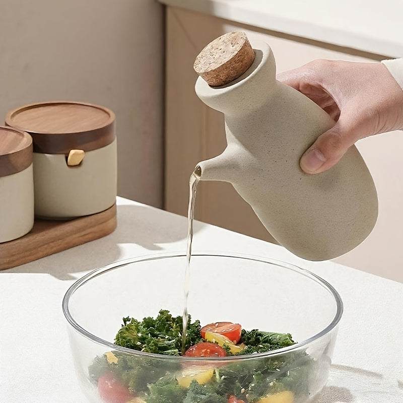 1 unidade frasco de óleo de cerâmica grossa 325ml com rolha redonda. Frasco para molho de soja, recipiente para temperos e vinagre estilo retrô, ideal para cozinhas domésticas, restaurantes e lojas de sushi