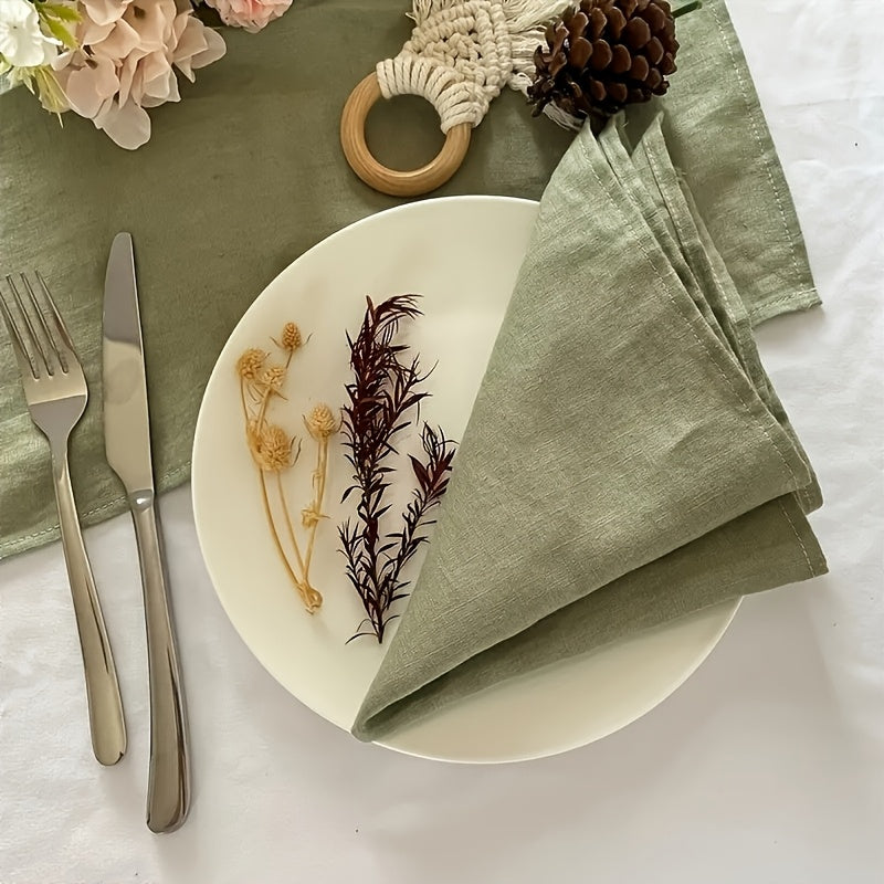 1 Toalhinha de Linho, Toalha de Mesa Quadrada de Cor Sólida de Alta Qualidade, Toalhita de Linho Decoração de Cozinha Hotel Restaurante Ocidental, Toalha de Mesa Quadrada Verde para Casamento (40Cm/15.75In)