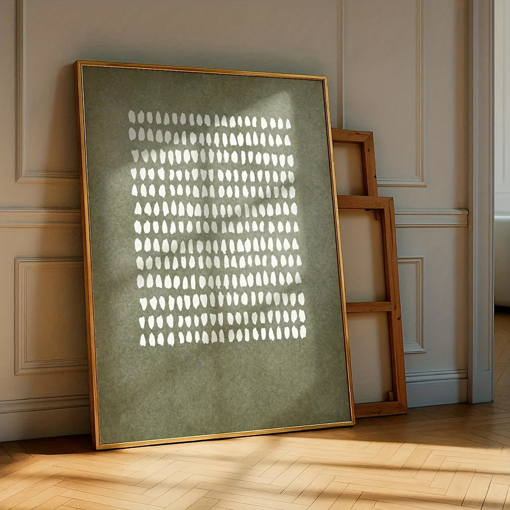 1 Peça de Arte de Parede Japandi Verde Sálvia com Pontos - Pôster Vertical Minimalista Moderno Escandinavo, Textura Natural Pintada à Mão, Pontos Verdes, Ideal para Sala, Quarto, Escritório - Decoração Boho em Tons Terrosos, Sem Moldura Necessária