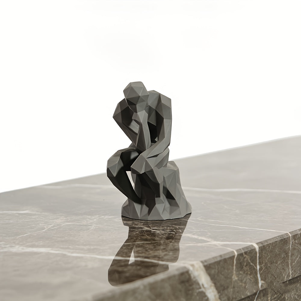 Estátua de Peça Cinza Homem Pensativo - Decoração para Mesa, Entrada, Escritório, Presente de Feriado e Aniversário