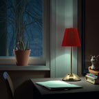 Luminária de Mesa LED Moderna com Pregas, Toque para Ligar/Desligar, 3 Temperaturas de Cor, Brilho Ajustável, Recarregável via USB (Sem Plugue), Uso Interno, Base de Metal, Abajur de Tecido Pregado - Luminária para Casa e Escritório
