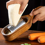1 Ralador de Queijo em Aço Inoxidável com Caixa de Armazenamento em Madeira de Acácia, Ferramenta de Ralar e Fatiar Queijo