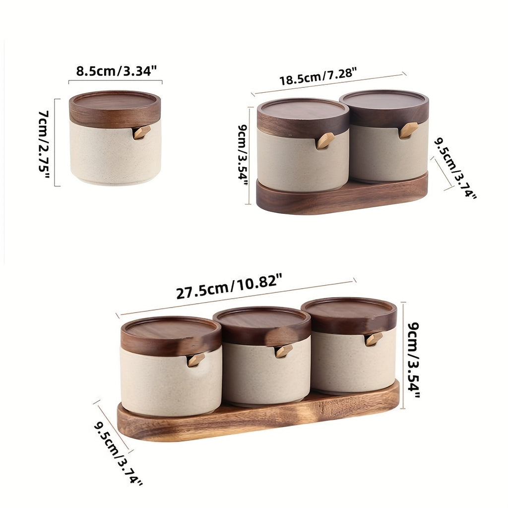 Pote de Especiarias de Cerâmica Grossa Estilo Japonês, Recipiente para Condimentos para Cozinha e Sala de Jantar, Frasco de Armazenamento de Sal e Açúcar, Mini Frasco de Especiarias com Colher, Adequado para Cozinha, Restaurante, Etc.