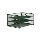 Organizador de secretária multifuncional de 3/4/5 níveis com pega, bandeja para documentos, organizador de secretária em malha, bandeja de armazenamento, rack de ordenação de pastas, organizador de cosméticos, perfeito para escritórios, escolas e casas (Verde)