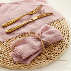 Conjunto de 6 Guardanapos de Pano com Franjas, 41.91 x 41.91 cm / 32.0 x 32.0 cm Guardanapos Quadrados Rústicos Feitos à Mão para Jantar, Casamento e Festas
