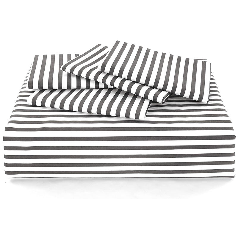 Conjunto de cama com 3 peças, em microfibra, com padrão de listras, com fronha e 2 alças, com fronhas, para quarto de casal, quarto de hóspedes, decoração de quarto, roupa de cama
