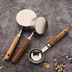 Conjunto de 1/4/8 unidades de Copos e Colheres de Medição com Cabo de Madeira de Acácia - Utensílios e Acessórios de Cozinha para Pastelaria com Ponta Prateada