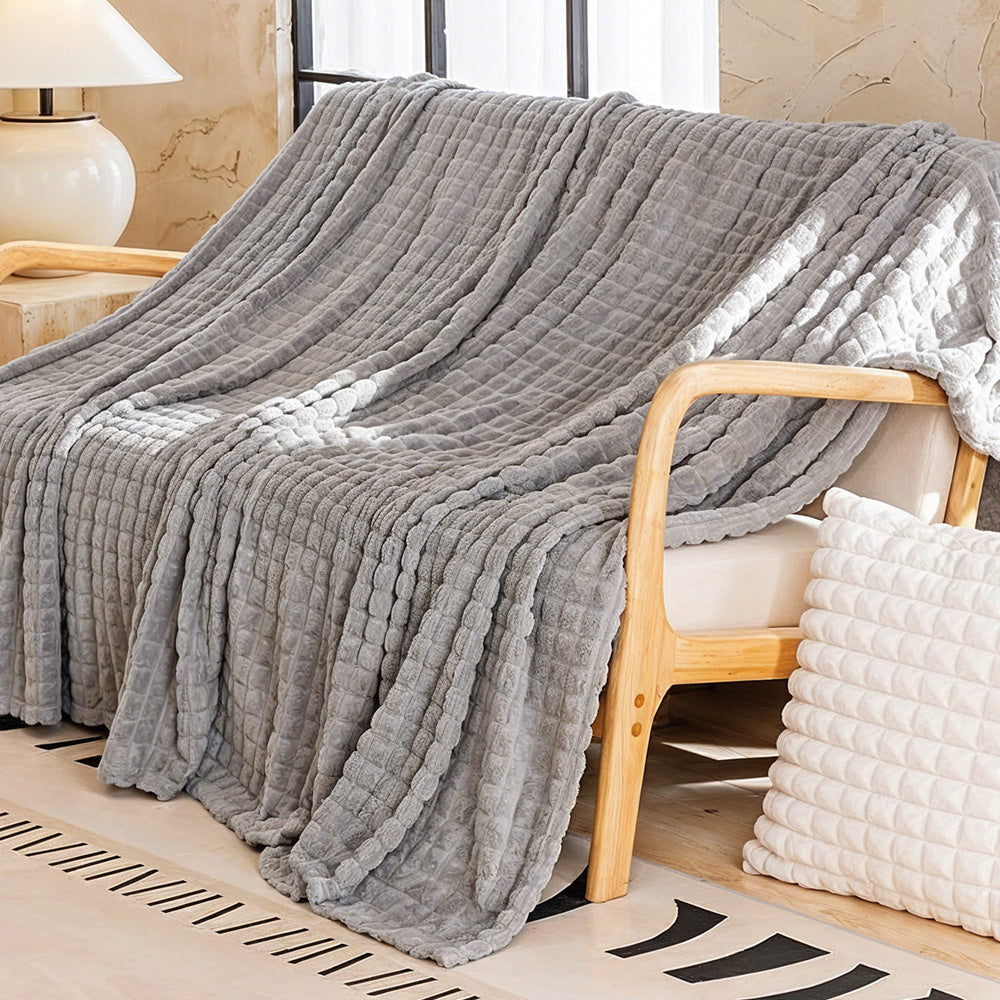 1 Peça Manta de Flanela Ultra Macia de Cor Sólida, Manta Leve e Aconchegante com Estampa Xadrez, Lavável na Máquina, Manta para Todas as Estações, Manta de Pelúcia para Sala, Quarto, Escritório, Viagem, Acampamento, Manta para Soneca, Presente de Aniversário e Dia dos Namorados, Tamanho Solteiro/Casal/King/Super King