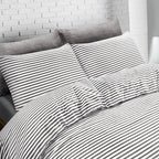 Conjunto de cama com 3 peças, em microfibra, com padrão de listras, com fronha e 2 alças, com fronhas, para quarto de casal, quarto de hóspedes, decoração de quarto, roupa de cama